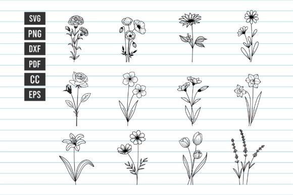 12 Flower SVG Bundle: Graphics for Print Templates