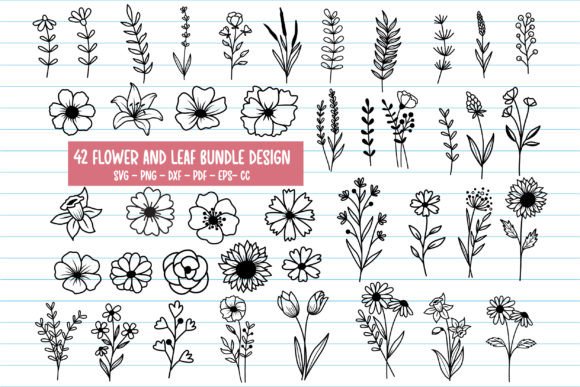 42 Flower Bundle Svg Flowers Svg Files for Graphics