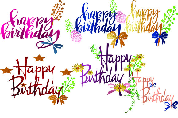 6 Happy Birthday Text Graphics for Crafts