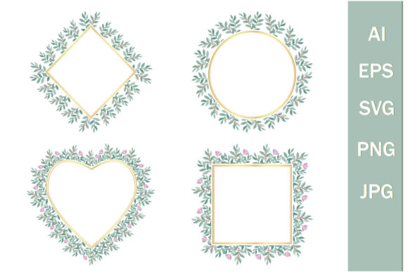 A Set of Delicate Flower Frames