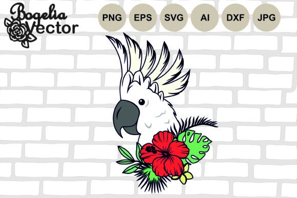 Floral Cockatoo Graphics for Crafts