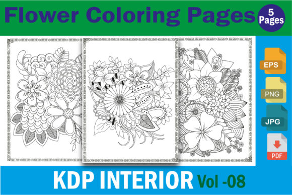 Floral Coloring Pages Graphics for Real Publishing