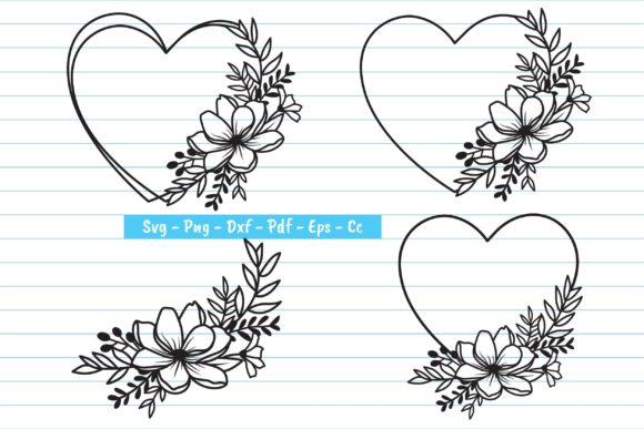 Flower Heart Bundle SVG: Graphics & Print Templates