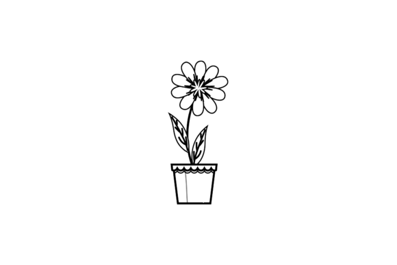 Flowers in a Pot Outline: A Practical Review for Graphics and Icons