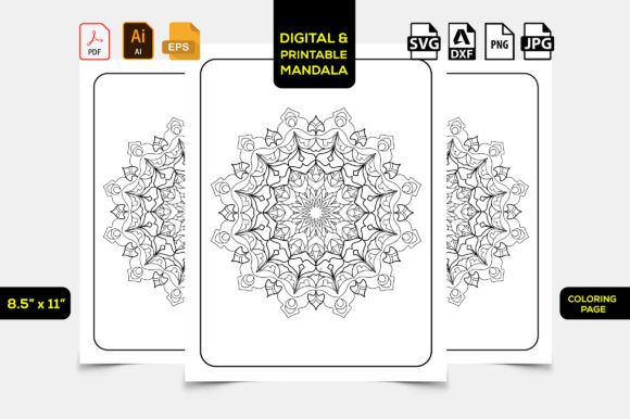 Flowers Mandala Adults KDP Coloring Page: A Graphic Design Asset Review