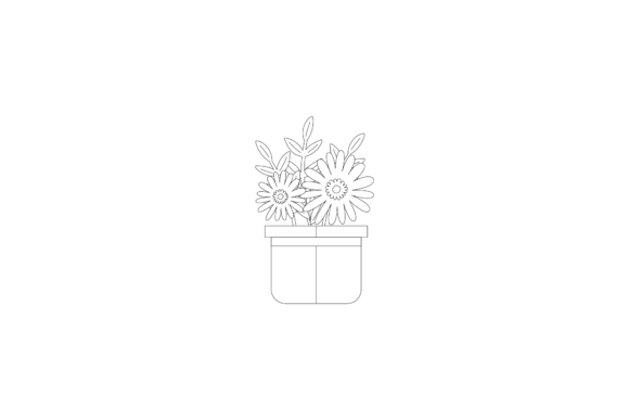 Flowers Potted Colorful Outline Review