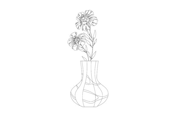 Flowers Summer Design Vase Outline Graphics and Icons Review