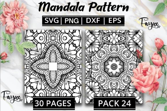 Mandala Adult Coloring Pages Pack 24 Graphics