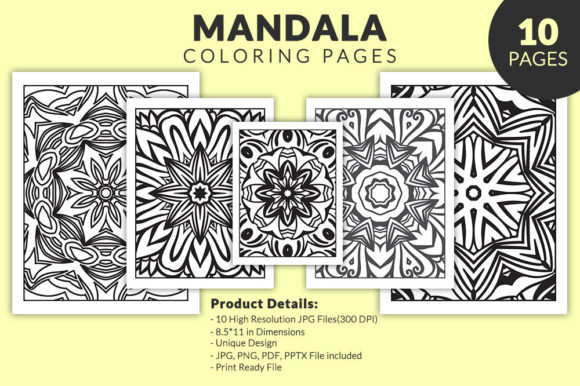 Mandala, Flowers, Floral Coloring Pages for Graphics