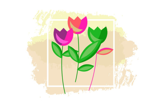 Rainbow Flowers Pattern Brush Style Graphics & Icons