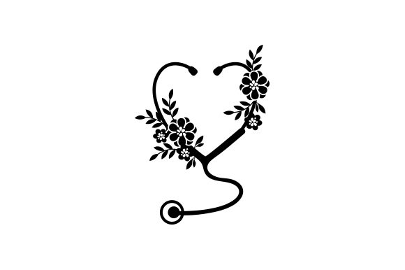 Stethoscope with Flowers: Medical Crafts Design Asset
