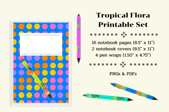 Tropical Flora Printable Set: Graphics & Print Templates