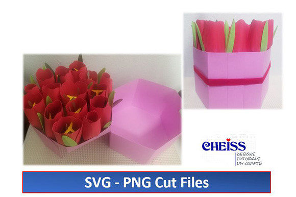 Tulips Gift Box SVG Special Occasion: 3D SVG & Paper Flowers