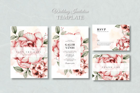 Wedding Card Set Template with Peony Review