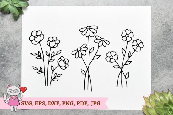 Wild Flowers Svg Cut File Illustrations for Graphics & Crafts